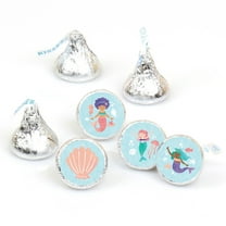 Big Dot of Happiness Mermaid Party Stickers, Mermaid Birthday Party Round Candy Sticker Favors - Small Labels Fit Chocolate Candy (1 sheet of 108)