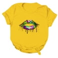 thumbnail image 3 of LUOGENLI T-shirts pour Femmes T-shirts Décontractés et à la Mode Imprimé Bali Col Rond Manches Courtes T-shirts Amples Blouse Hauts T-shirts pour Femmes Tee Graphique Saint-Valentin Jaune TG, 3 of 5