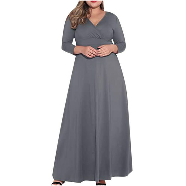Elegant Solid Color Wedding Guest Dress Plus Size Sexy V Neck Solid Color Long Sleeve Pullover Dress Party Dress Hawaiian Dresses For Women Vestidos De Verano Para Mujer Elegant Solid Color Wedding Guest Dress Plus Size Sexy V Neck Solid Color Long Sleeve Pullover Dress Party Dress Hawaiian Dresses For Women Vestidos De Verano Para Mujer
