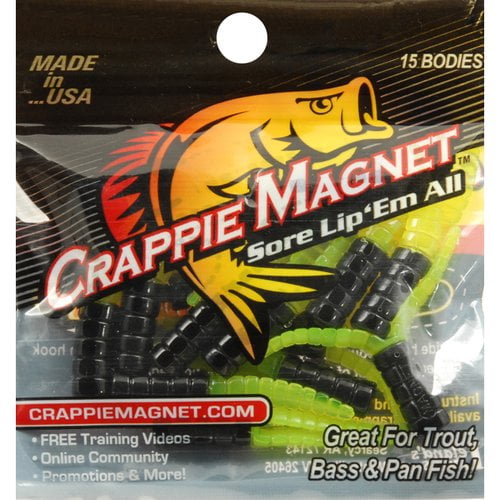 Leand Lures Crappie Lure Body Pack, Chartreuse & Black, 15 Piece