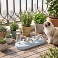 thumbnail image 5 of 3 in 1 Cat Bowl,Cat Food and Water Bowl Set with Water Dispenser and Stainless Steel Bowls,Double Bowls Design,15-degree Tilted Pet Feeder,Blue, 5 of 6