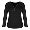 thumbnail image 5 of Fesfesfes Fashion Tops Sweatshirt for Women Long Sleeve V-Neck Solid Zipper Blouse Fall Causal Pullover Tops, 5 of 6