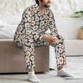 thumbnail image 7 of Naloa Daisies Flowers Men’s Pajamas Set - Long Sleeve Button Down Sleep Shirt and Pajama Bottoms Sleepwear Set-, 7 of 7