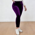 thumbnail image 2 of Audhol Velvet Leggings for Women Women Velvet Leggings Soft Warm Winter Solid High Waisted Soft Velvet Stretchy Legging Holiday Clothes Women's Leggings Purple L, 2 of 8