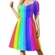 thumbnail image 3 of Vestido de manga corta con estampado de barras luminosas, vestido de verano para mujer , vestido de noche de playa estilo coreano para mujer, 3 of 7