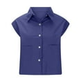 thumbnail image 6 of hotojiny Womens Sleeveless Button down Shirt Summer Cotton Linen Collar Tops Lightweight Solid Blouses with Pockets, 6 of 6