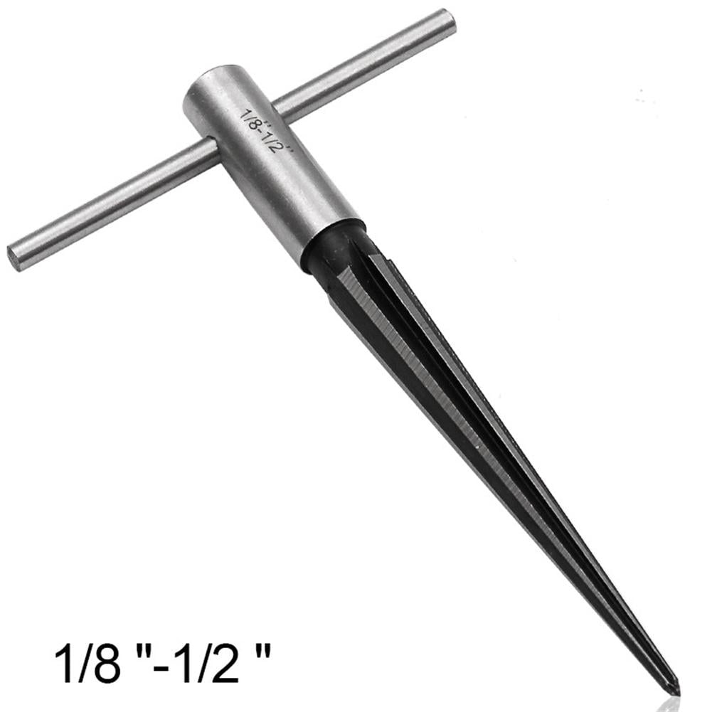 T-Handle 1/8"-1/2" Hand Held Tapered Taper Reamer Hole Pipe Chaser Reaming Tool