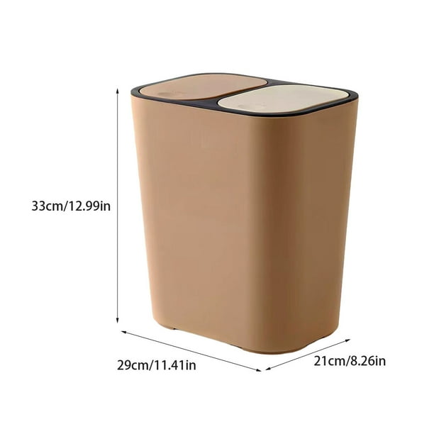 Monstrate Gestion eficiente de residuos Contenedor de basura de doble compartimento facil de usar Contenedores de basura practicos Ligero Suministros de limpieza para el hogar Cafe 29X21X33CM Bodega A...