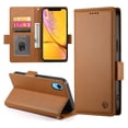 thumbnail image 7 of Compatible with iPhone XR Wallet Case, Classic PU Leather Flip Folio Case with Card Holders Kickstand [Shockproof TPU Inner Shell] Phone Cover for iPhone XR, Brown, 7 of 7