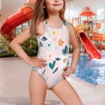 thumbnail image 2 of Uorisanigo Cute Floral Girls Swimsuits Kids One Piece Summer Beach Swimwear Crossback Straps Quick Dry Bathing Suit, Size 5-6, 2 of 7