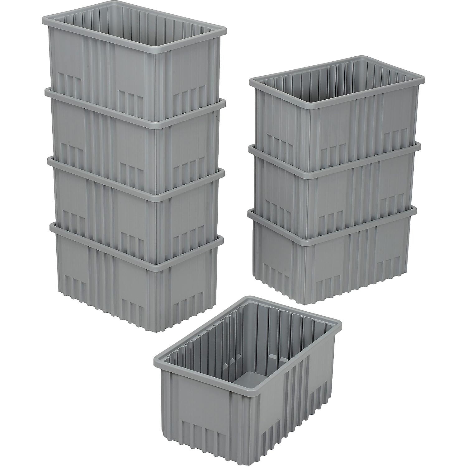 Global Industrial™ Plastic Dividable Grid Container - DG9208016-1/2L  x 10-7/8W x 8H Gray 