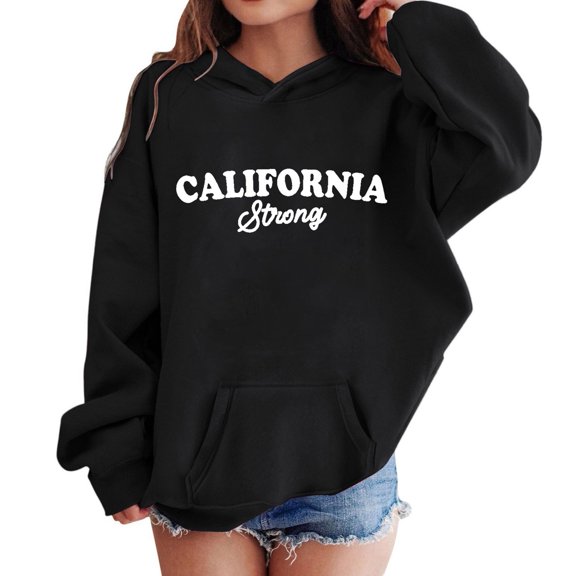 Tiijoy Girls Loose Hoodie California Letter Print Pullover Hooded Sweatshirt, Sizes 3-4T