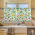 thumbnail image 2 of Yayeee Kitchen Curtains Tier Set of 2 Light Filtering 57"x24" Over Sink Window Panels, Retro Blue Floral, 2 of 7