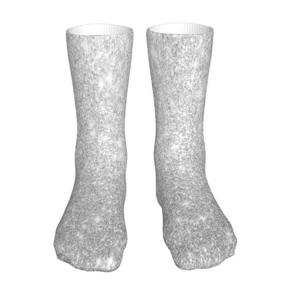 Uemuo Silver Glitter for 16in Socks, Cotton Socks Sports Socks Knee High Socks Comfortable Socks For Men, Women