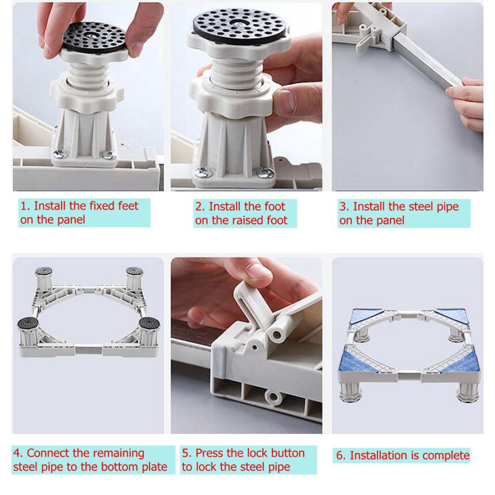 Adjustable Washing Machine Stand Base Bracket for Washer Dryer Refrigerator White