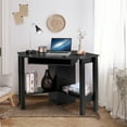 thumbnail image 4 of Topbuy Wooden Corner Computer Desk with Drawer Office Study Table Black, 4 of 9