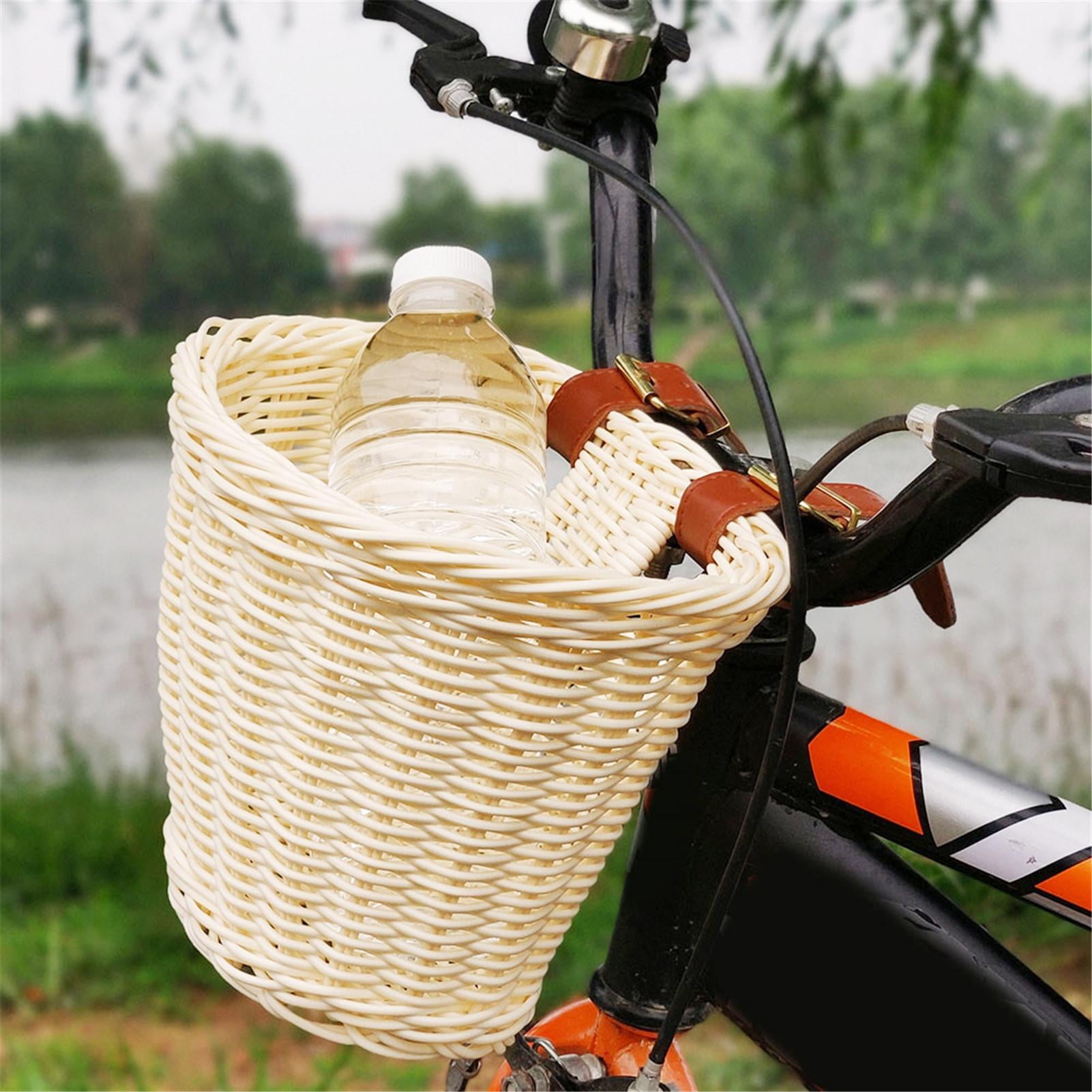 Details about    BIKE BASKET WICKER WHITE FRONT WITH HANDLE 