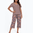 thumbnail image 4 of WQD Womens Pajama Sets 2 Piece Lounge Sets Soft Loungewear Comfy Pj Sets V Neck Short Sleeve Top and Capri Pants Loose Sleepwear with Pockets, 4 of 7