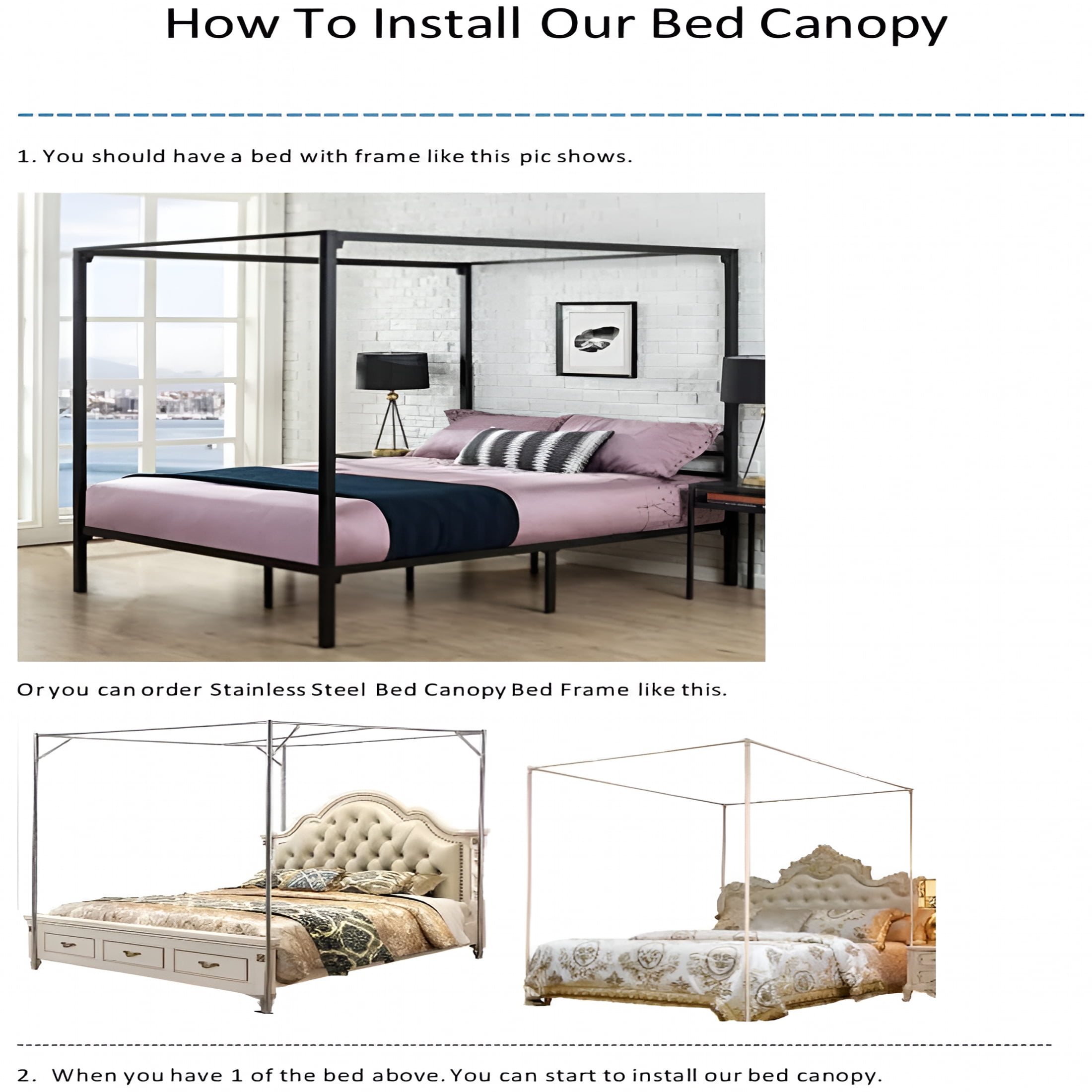 AUQ 4 Corners Post Pink Canopy Bed Curtain for Girls&Adults - Cute Cozy Drape Square Netting for Twin Bed - 4 Opening 45"
