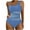 Light Blue, variant on WREESH Women's Mesh One Shoulder Swimsuit Fashion Tummy Control One Piece Bathing Suit with Side Cutouts Swimwear Olive Green