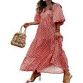 thumbnail image 1 of PENGXIANG Robe Maxi Bohème Florale à Manches Bouffantes Superposées Décontractée Ample Vacances Plage Longue Robe, 1 of 7