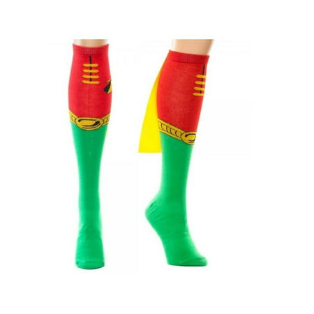 DC Comics Robin Knee High Cape Socks w/Gift Box by Superheroes Brand