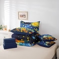 thumbnail image 6 of Homewish Bohemian Oil Painting 7-Piece Twin Bedding,Swirling Stars City Bedding Comforter Set,Navy Yellow,Navy Blue Reversible, 6 of 8