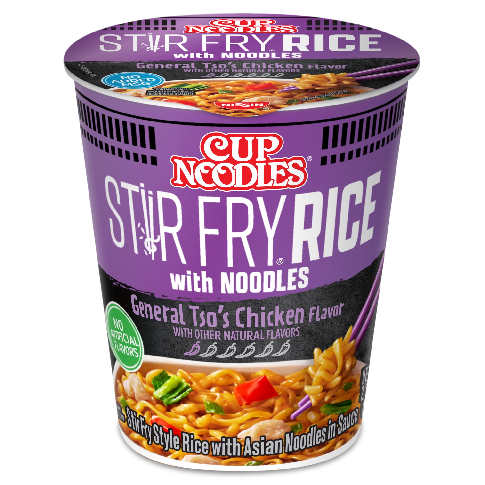(6 pack) (6 pack) Nissin Foods Cup Noodles Stir Fry Rice with Noodles, General Tso's Chicken Flavor, 2.68 oz Cup, Shelf-Stable