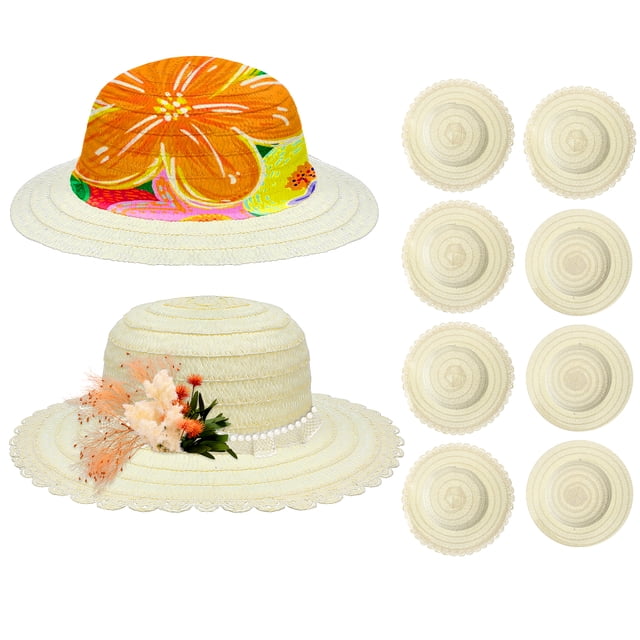 8 sombreros de paja DIY, sombreros de protección solar para pintar, manualidades creativas para niños