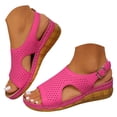 thumbnail image 3 of Orthopedic Sandals for Women Open Toe Breathable Hollow out Slingback Low Wedge Summer Beach Shoes Comfortable Arch Support Nonslip Walking Shoes Hot Pink Size 9, 3 of 7