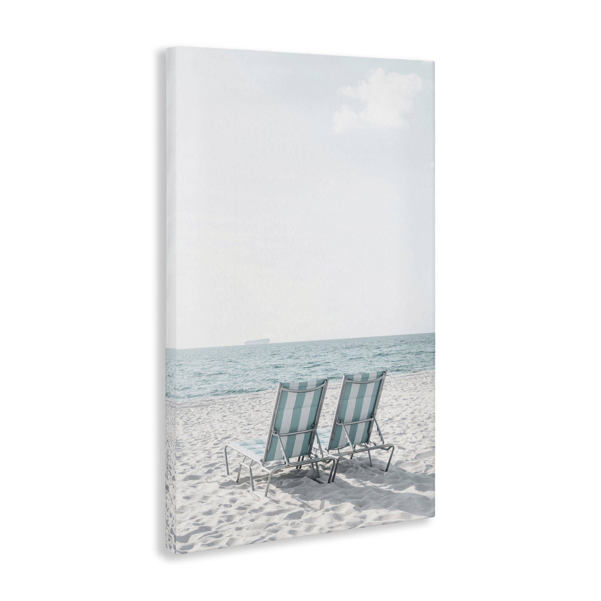 Stupell Industries Soothing Blue Beach Chairs Nautical & Beach Photography Wrapped Canvas Art Print Wall Art, 30 x 45