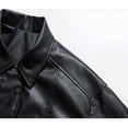 thumbnail image 5 of Maoxin Men's Jacket Man Solid Color Pockets Zipper Lapel Leather Coat Plus Size Leather Jackets for Men Black L, 5 of 8