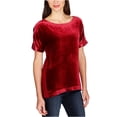 thumbnail image 1 of Lucky Brand - Camiseta con adornos de terciopelo para mujer, color rojo, pequeña, 1 of 2