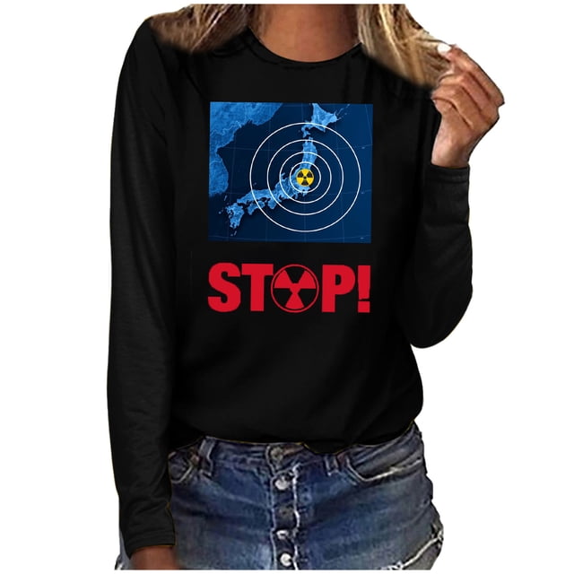 RKSTN Sweat-Shirt pour Femmes Mode Automne Léger Couleur Unie Manches Longues Col Rond Imprimé Pollution Marine