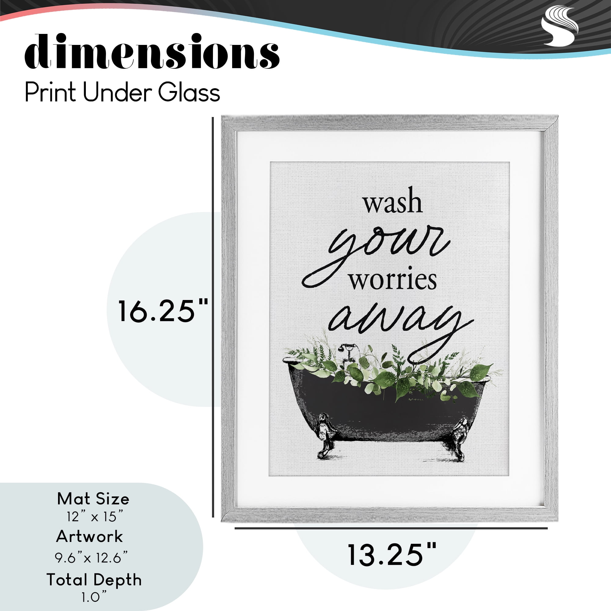 Wash Worries Away Herbs Gray Framed Print Under Glass, design by Lettered and Lined