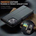 thumbnail image 6 of ELEHOLD Wallet Case for iPhone 16 Pro Max Premium Leather Case wih RFID Blocking Function Card Slots Kickstand Magnetic Clasp Shockproof Cover for Men Women for iPhone 16 Pro Max,Black, 6 of 11