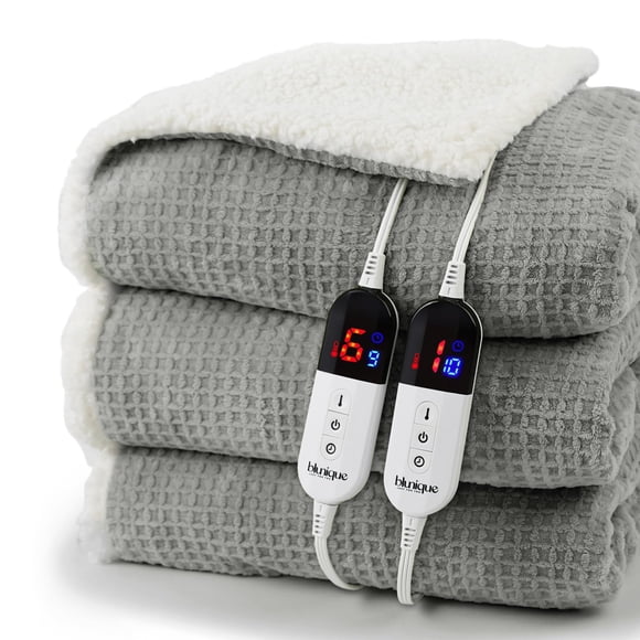 Manta térmica blunique Waffle Electric King Grey Grey de 230 x 254 cm