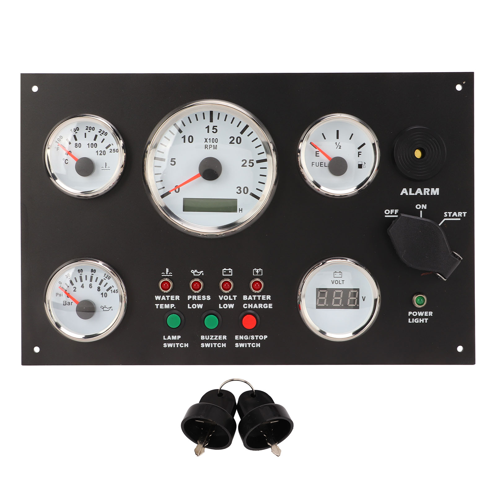 Engine Dash Instrument Panel, Oil Level Voltage Value Boat Instrument Panel  Engine Speed Water Temperature High Accuracy for Generator 24V 