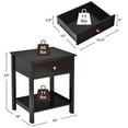 thumbnail image 2 of Gymax 2PCS 2-Tier Nightstand Modern Side End Table w/ Drawer & Open Shelf Brown, 2 of 6