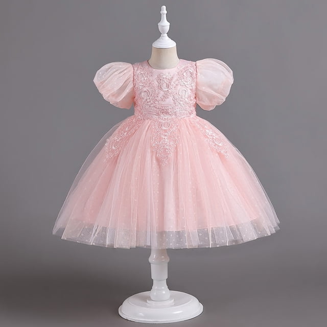 Robes pour Filles Formelles à Manches Bouffantes Robe de Bal pour Tout-Petits Robe en Tulle Robe de Concours pour Filles 3-4 Ans