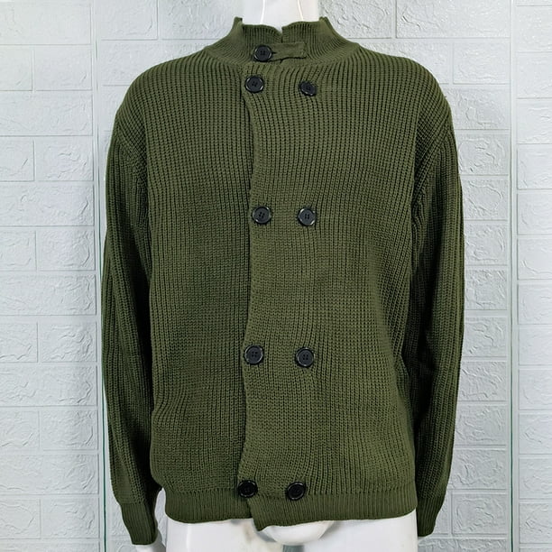 Suéter de talla grande europeo y americano, chaqueta de punto con botones de color liso para hombre, ropa para hombre