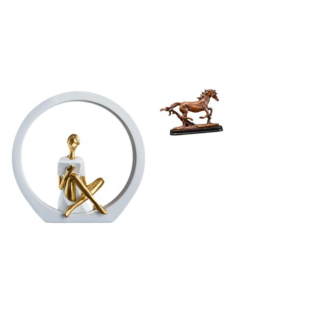 Estatua de niña,Estatuas de mujeres y niñas,figuritas decorativas elegantes,Figura de caballo,Escultura de figura de caballo en miniatura coleccionable,Estatua de animal de adorno de caballo