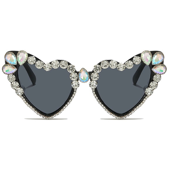 Luxury Rhinestone Heart Sunglasses for Women Sparkling Crystal Love Sun Glasses Bling Party Festival Sunglasses