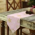 thumbnail image 3 of Table Runner Dresser Scarves Christmas Gold White Snowflake Cotton Linen Burlap Table Cover Winter Theme on Pink Table Runners for Family Kitchen Dining Holiday Party Banquet Decor, 3 of 5