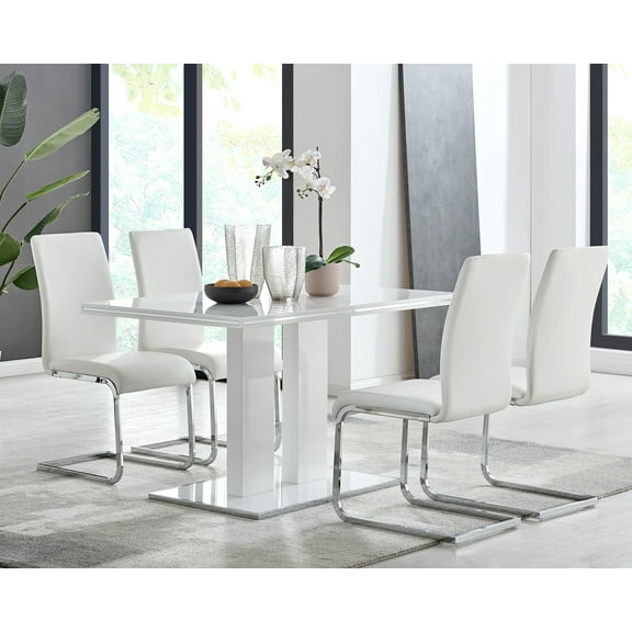 Amanda 5 Piece White Rectangular Dining Set