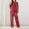 thumbnail image 3 of Kll Abstract Red Marble Print Women'S Long Sleeve Pajamas With Pants Sleepwear Loungewear 2 Set-X-Large, 3 of 9