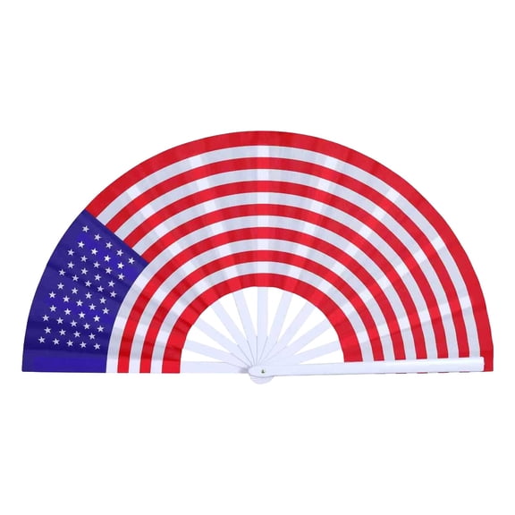 4th of July Line Dance Fans - Large 25" American Flag Popping Clacking Fans for Performances, Patriotic Decor, Independence Day Parades & Summer Parties