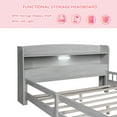 thumbnail image 6 of Bellemave Wood Full Size Platform Bed with Storage Headboard and LED Light Full Storage Bed Low Wooden Bed Frame with Full-length Guardrail and Wooden Slats for Kids and Teens,Antique Gray, 6 of 10