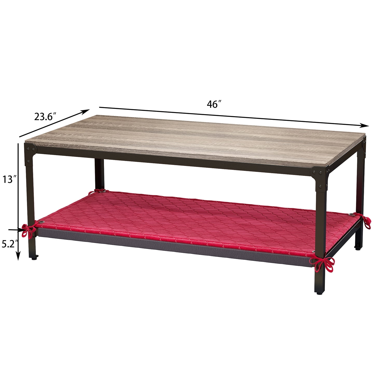 Kadyn Rectangular Coffee Table, Wood Coffee Table Share with pets(Provide pet mat), Metal Tea Table for Living Room, Black Kadyn Rectangular Coffee Table, Wood Coffee Table Share with pets(Provide pet mat), Metal Tea Table for Living Room, Black