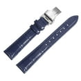thumbnail image 5 of Uxcell Leather Band Deployment Buckle Watch Strap 17mm Leather Strap, Blue Silver, 5 of 5